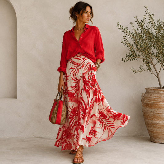 Boho Printed Two-Piece Maxi Skirt Set